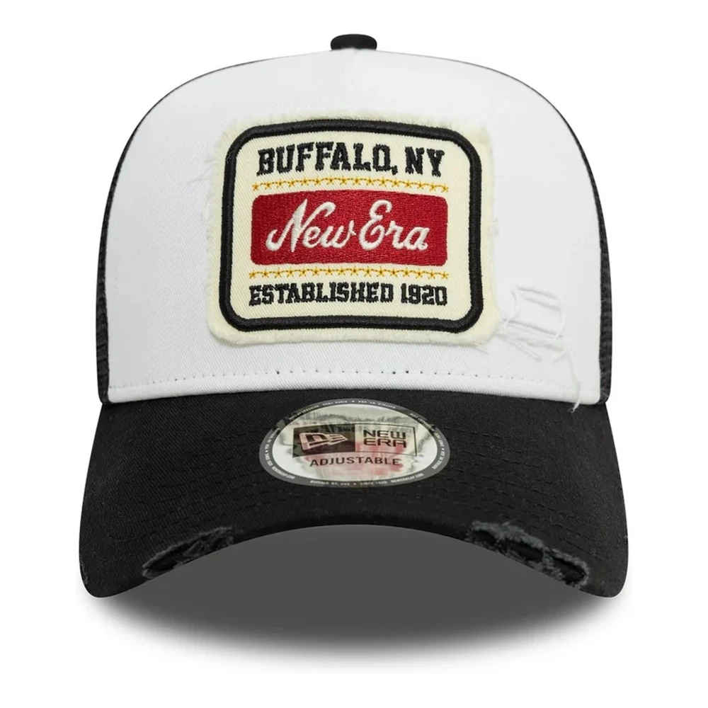 new era Zwarte Distress Trucker Pet met Patch Multicolor Heren