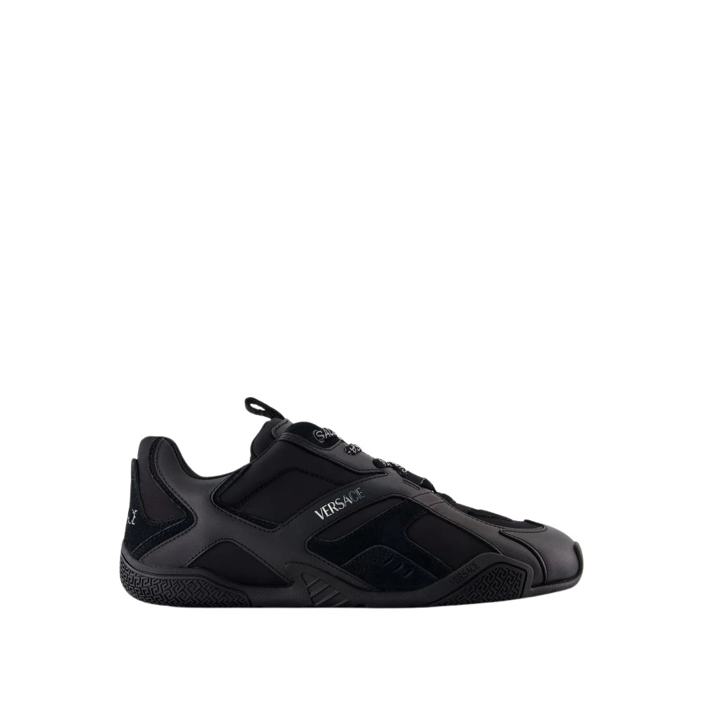 Versace Men's Black Leather Sneakers - Round Toe