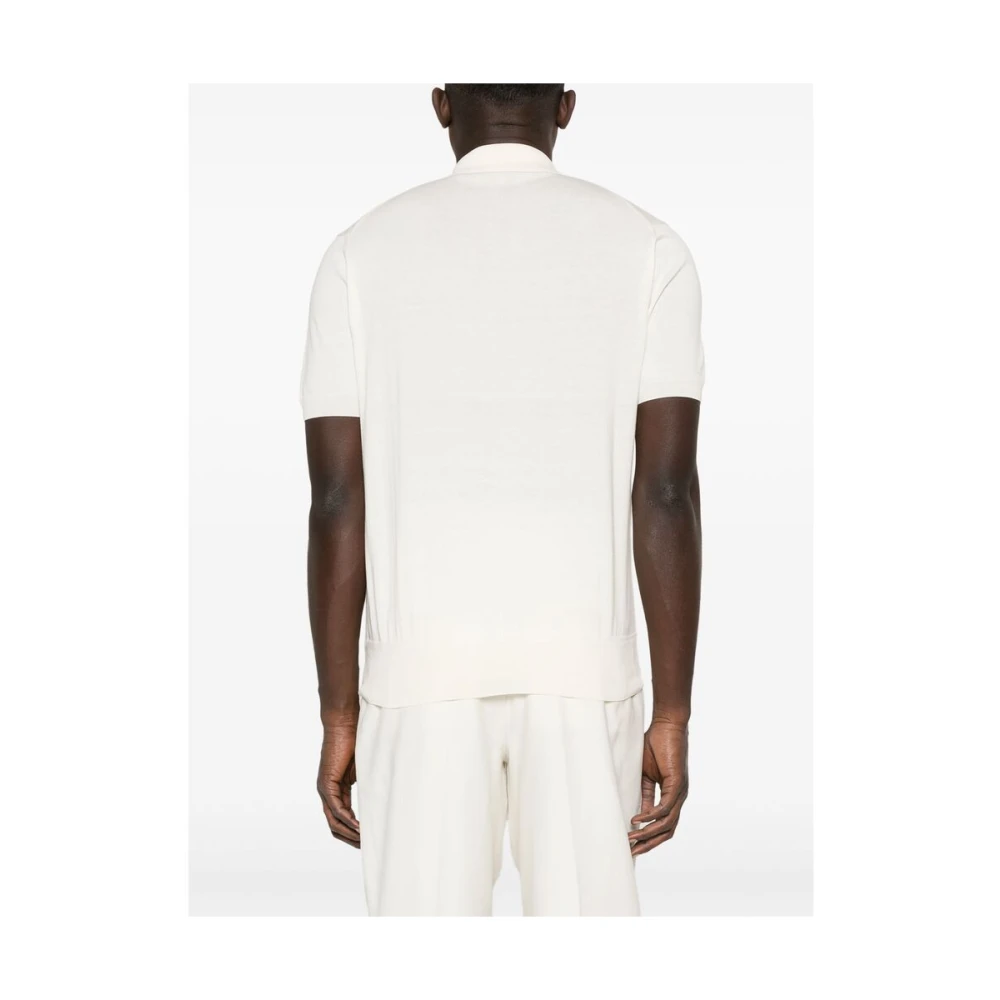 Tom Ford Beige Polo Kraag Gebreide Trui White Heren