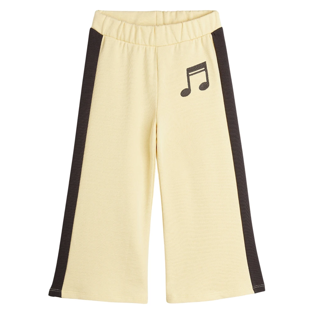 Mini Rodini Girls Yellow Note Embroidered Joggers For