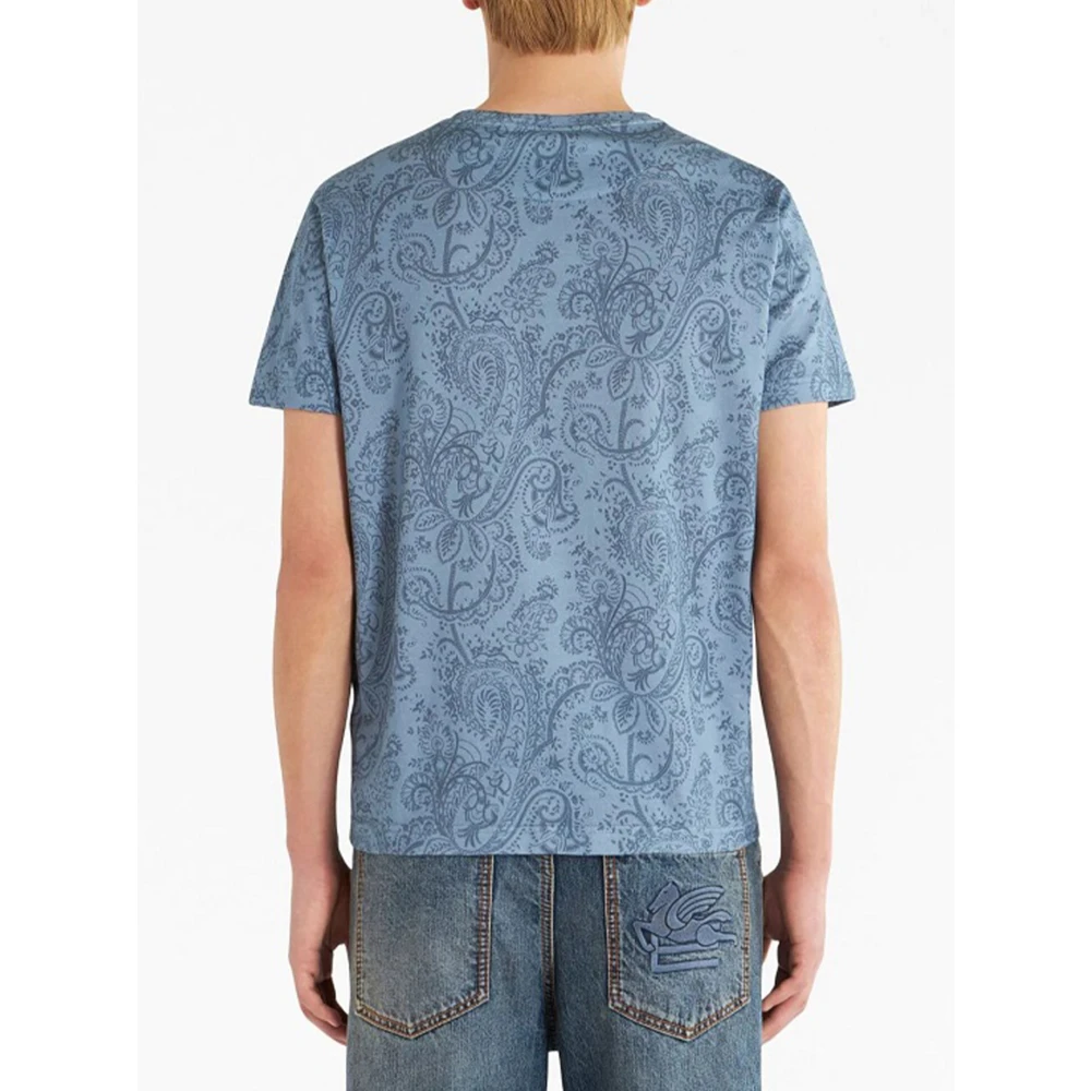 ETRO Paisley Jersey Katoenen T-shirt Blue Heren