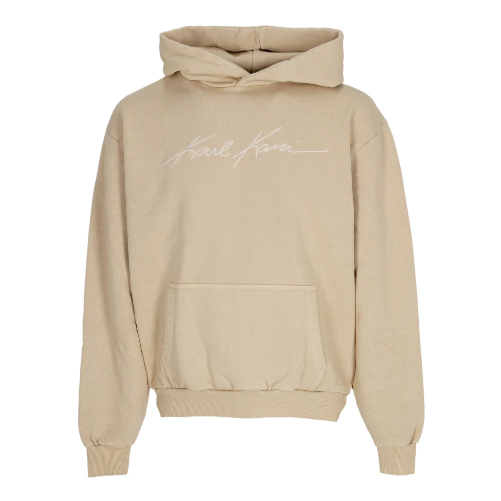 Karl Kani Men's Beige Hoodies, L, Autograph Heavy Hoodie With Front Pocket