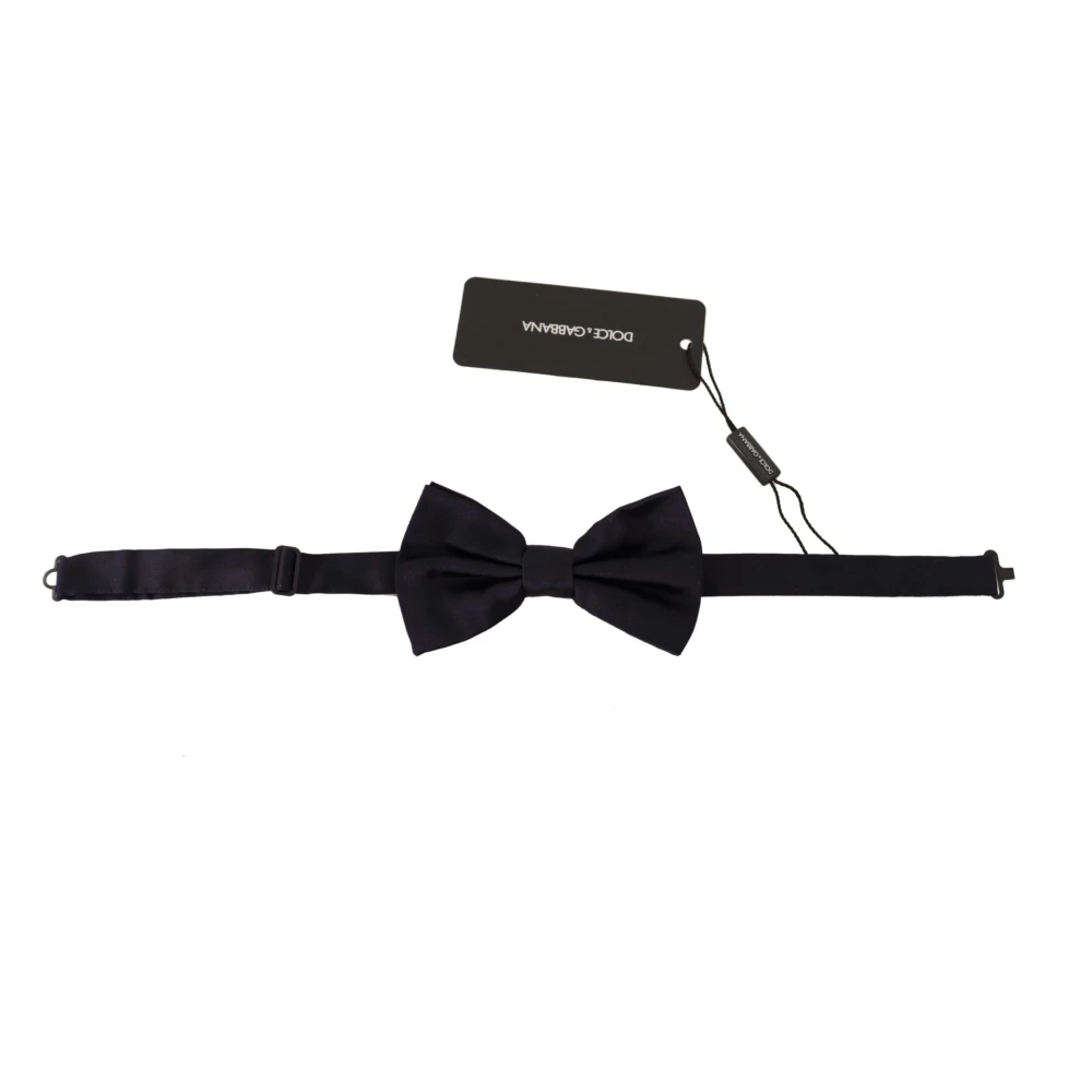 Dolce & Gabbana Elegante Blauwe Zijden Vlinderdas Black Heren