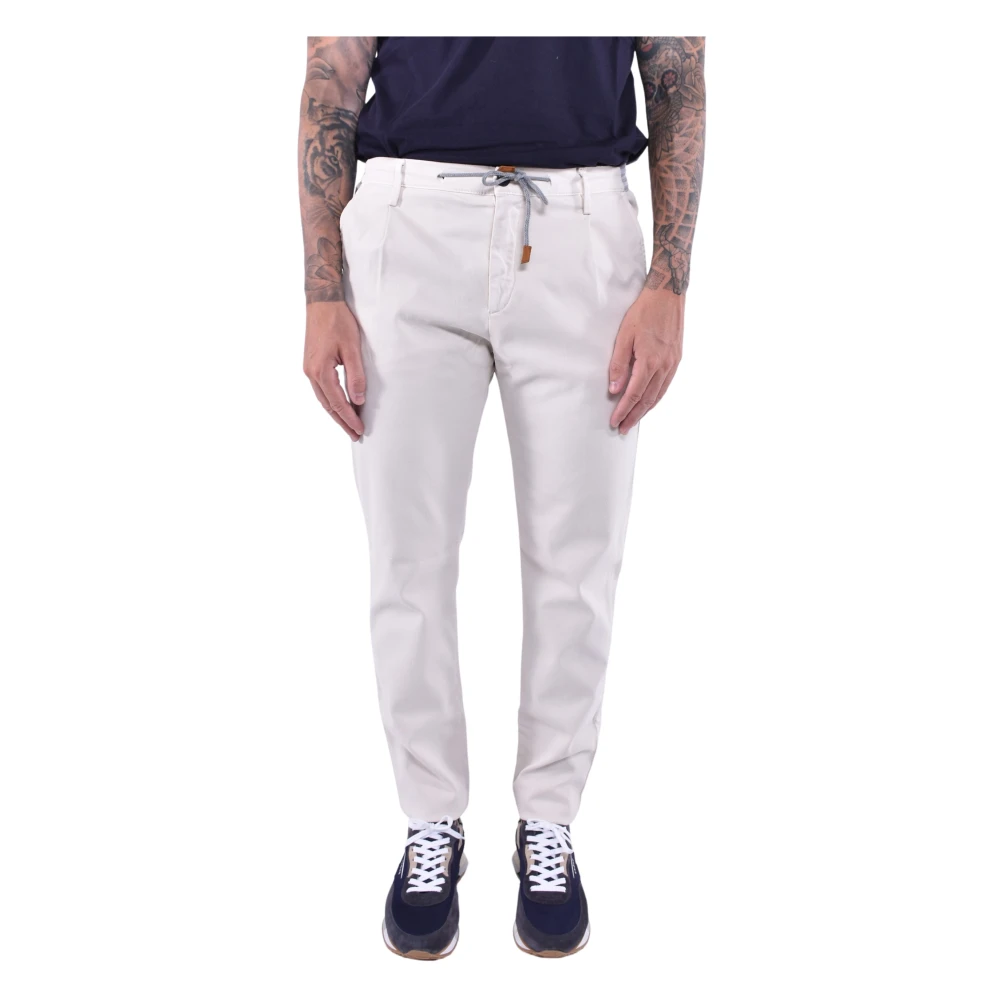 Eleventy Stretch katoenen jogger broek White Heren