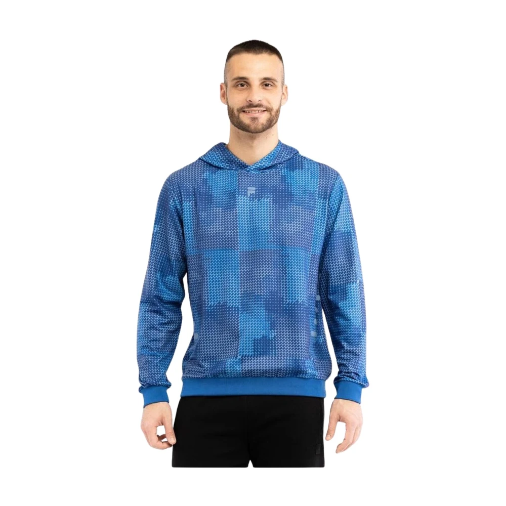 Fila Men's Blue Polyester Sweatshirt With Ribbed Hem And Cuffs