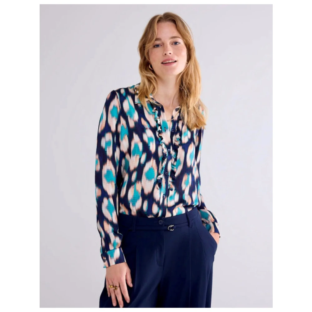 Summum Woman Ikat Blouse met Ruches Blue Dames