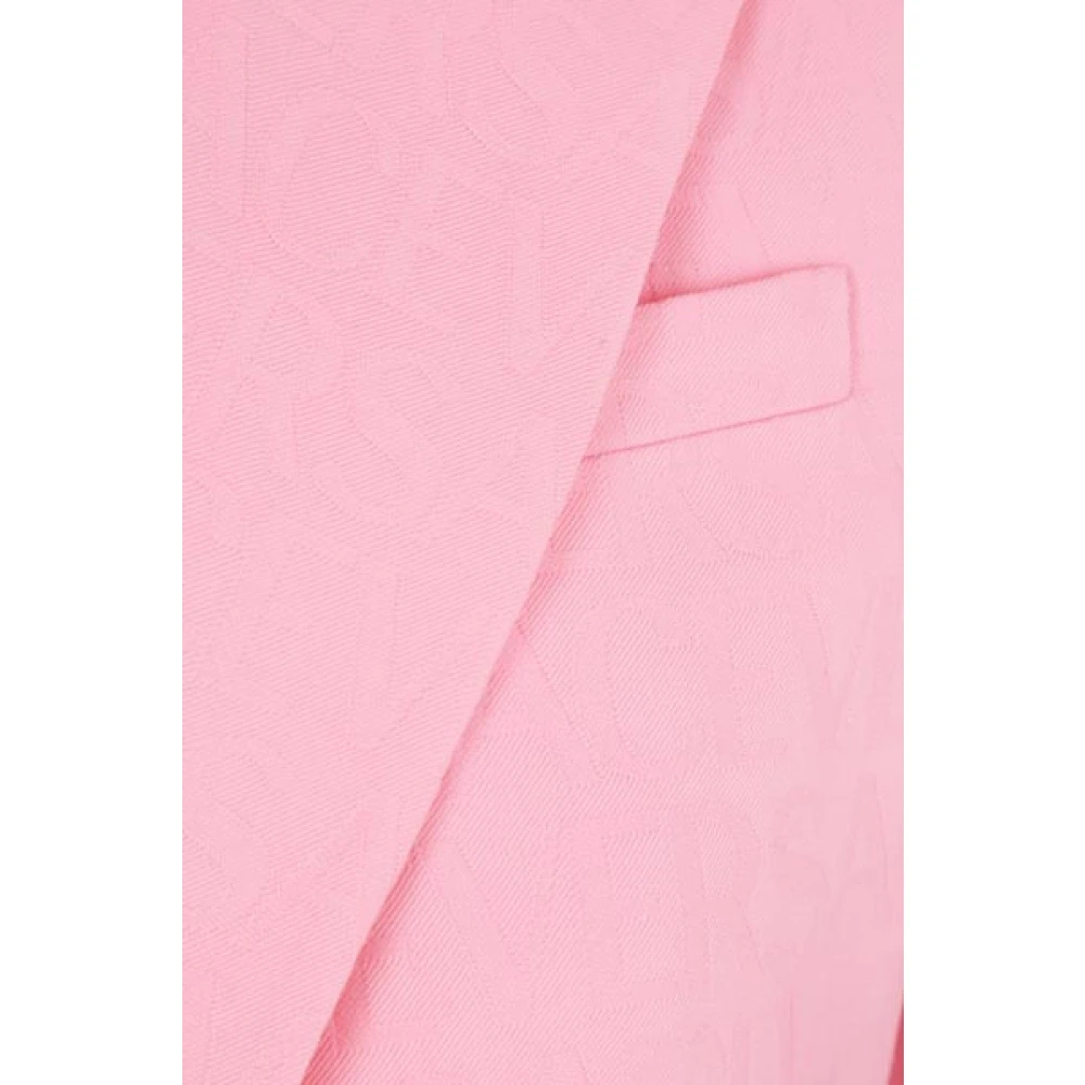 Versace Roze Jacquard Jas met Medusa Knopen Pink Dames
