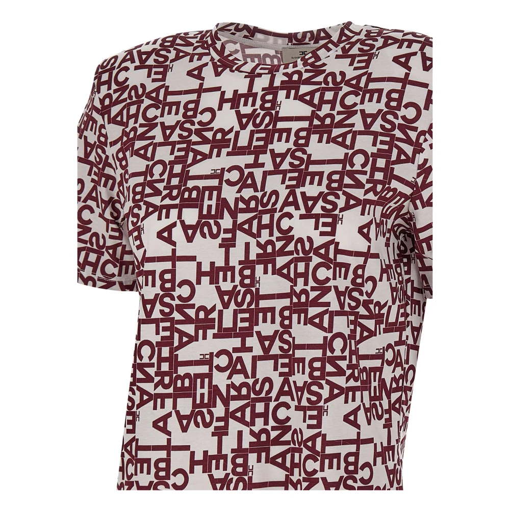 Elisabetta Franchi Bordeaux Monogram Katoenen T-shirt Red Dames