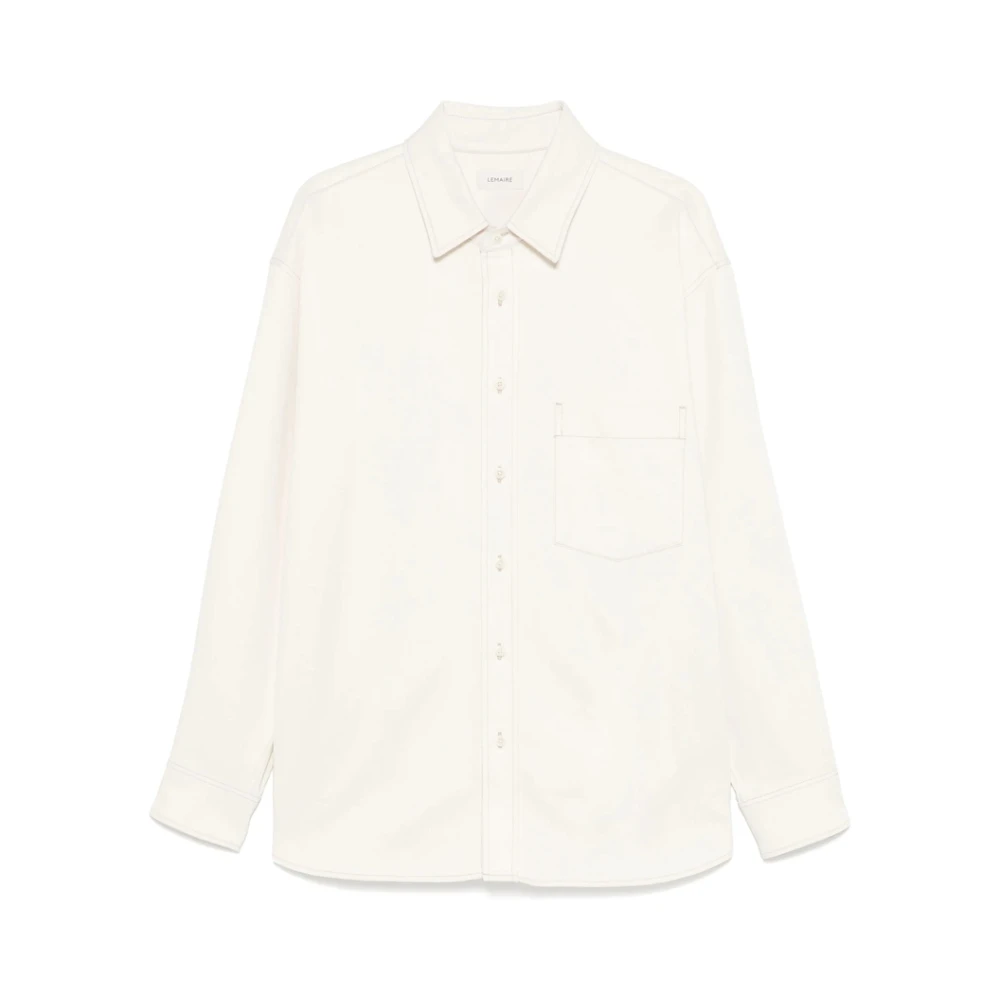 Lemaire Amandel Beige Knoopshirt White Heren