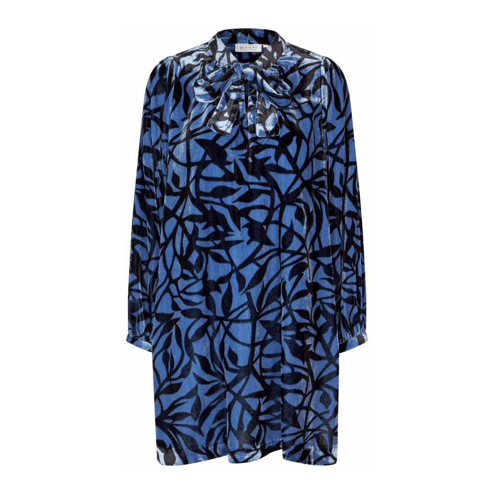 Masai Blauwe Bloemen Velours A-lijn Tuniek Blue Dames