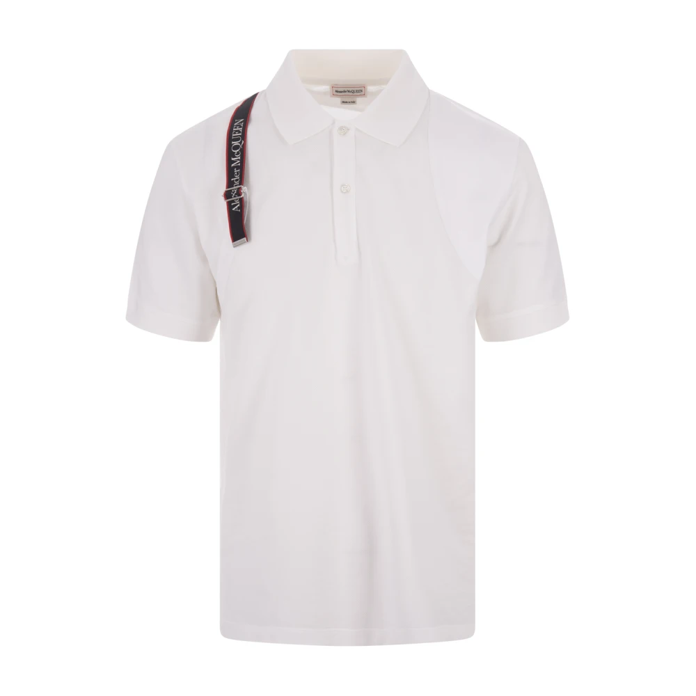 Alexander mcqueen Witte Polo Shirt met Selvedge Logo White Heren