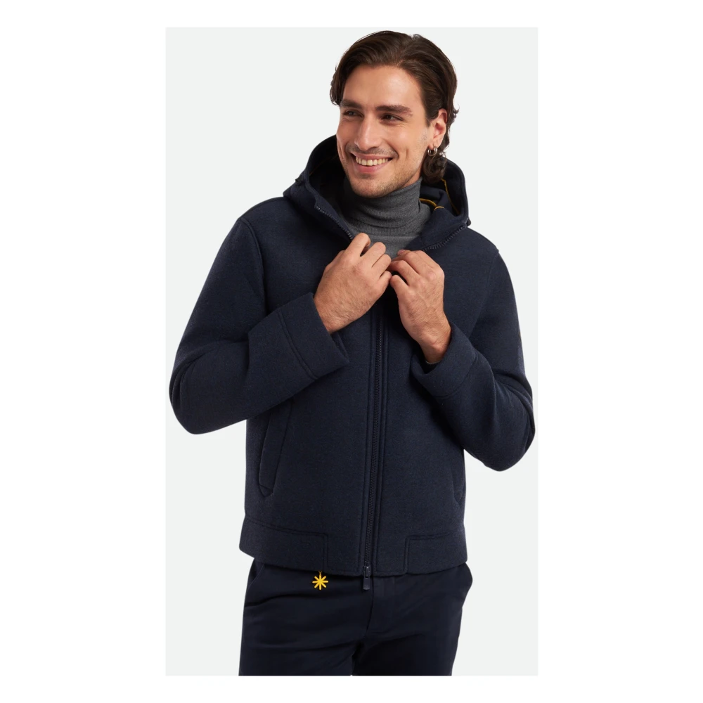 Manuel Ritz Blauwe Jas met Rits en Capuchon Blue Heren
