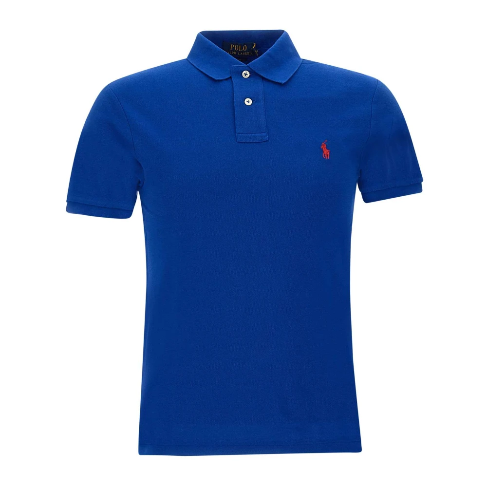 Polo Ralph Lauren Blå Piqué Bomull Polotröja Blue, Herr