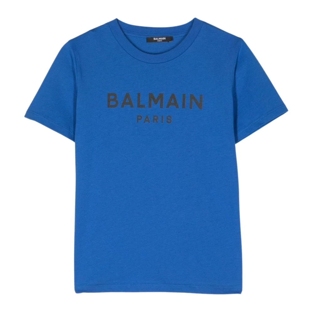 Balmain Blå T-shirt med centralt logotryck Blue, Pojke