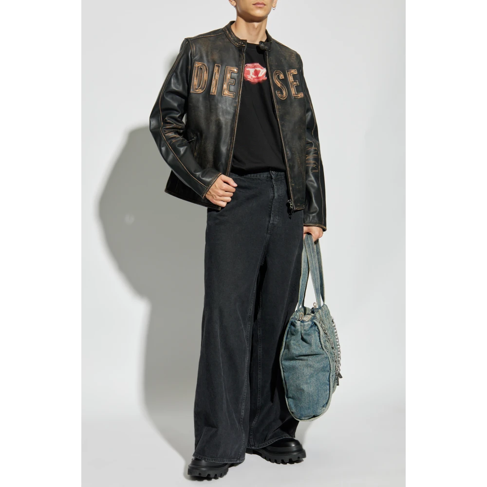 Diesel Leren jas L-Met-A A14269 Black Heren