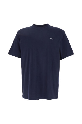 t-shirt-bleu-avec-logo-brode-sur-le-devant