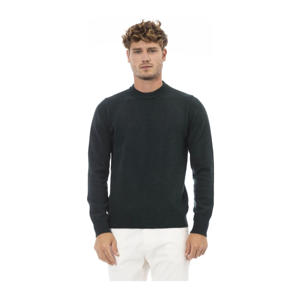 Alpha Studio Elegant Crew Neck Sweater Green Heren