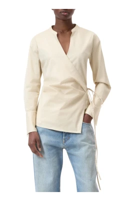 Beige Omlottblus med Midjedetalj
