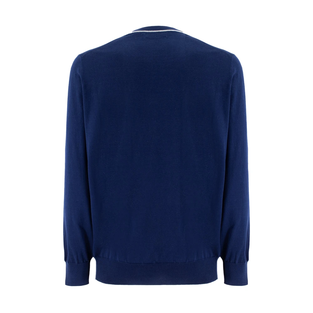 BRUNELLO CUCINELLI Contrasterende Crewneck Sweater Blue Heren