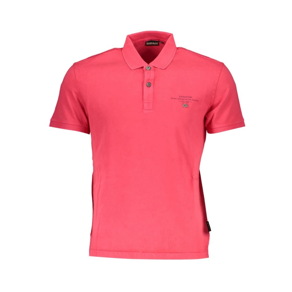 Napapijri Rosa Katoenen Polo Shirt met Print Pink Heren