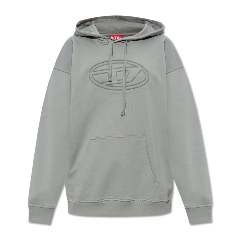 Diesel Grijze hoodie met Oval D-logo Gray Heren