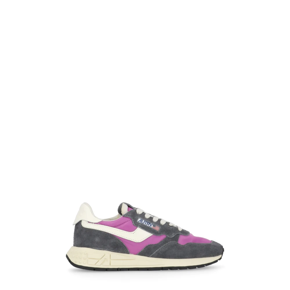 Autry Women's Multicolor Sneakers,, Purple Leather Trainers With Suede Inserts Size 6 Uk