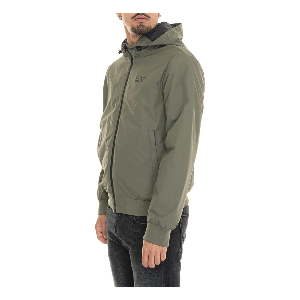 Emporio Armani EA7 Hooded Ritsjas met Contrastdetails Green Heren
