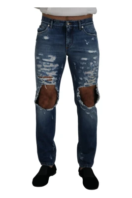 Chic Ripped Denim Jeans för moderna män