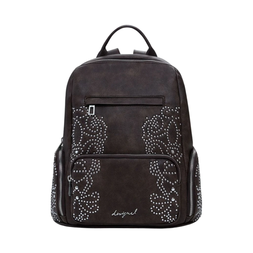 Desigual Donna Marrone Zaino Da Con Borchie