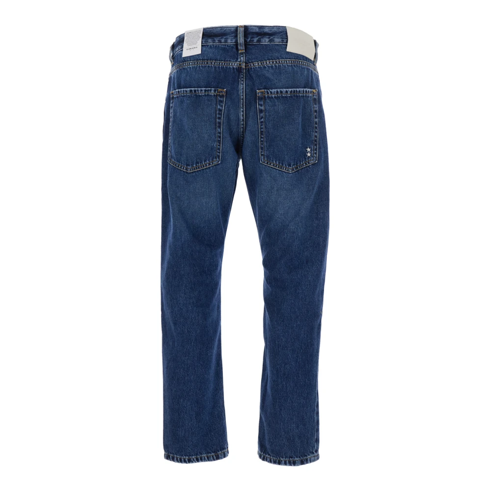 Icon Denim Blauwe Denim Five Pocket Jeans met Logo Patch Blue Heren