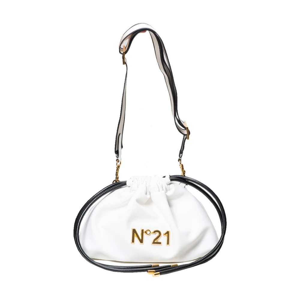 N21 Witte Pouchtas met Metallic Logo White Dames