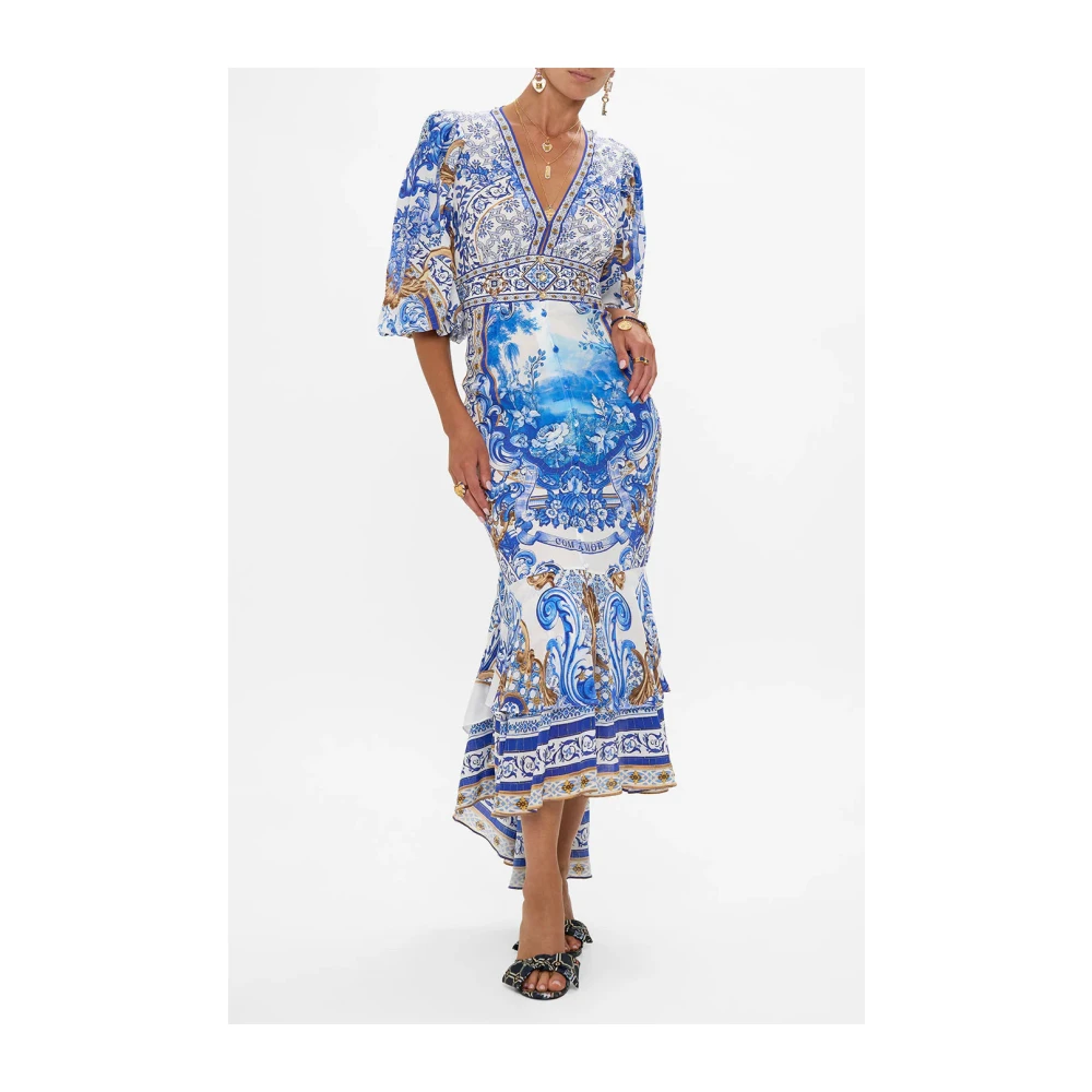 Camilla Zijden Jurk Azul Adventures Blue Dames