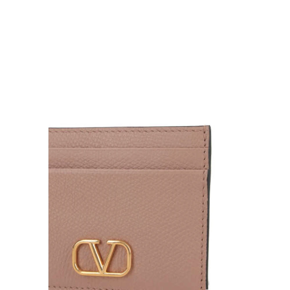 Valentino Garavani Signature VLogo Leren Kaarthouder Beige Dames