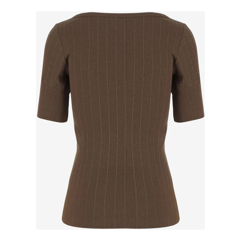 Patou Logo Gebreid T-shirt met Ritssluiting Brown Dames