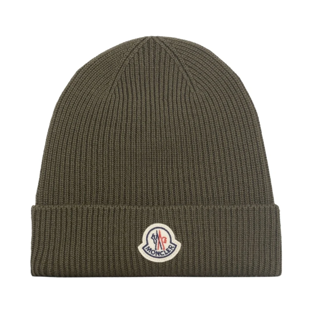 Moncler Archieve Logo Wollen Muts kleur: Khaki Green Heren