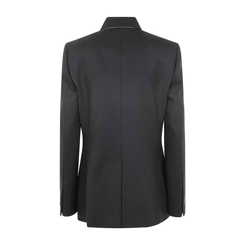 BRUNELLO CUCINELLI Dubbelborstig Zwarte Jas Black Dames