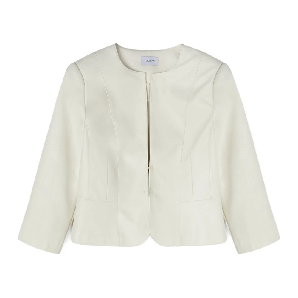 Motivi Korte Slim-Fit Jas White Dames