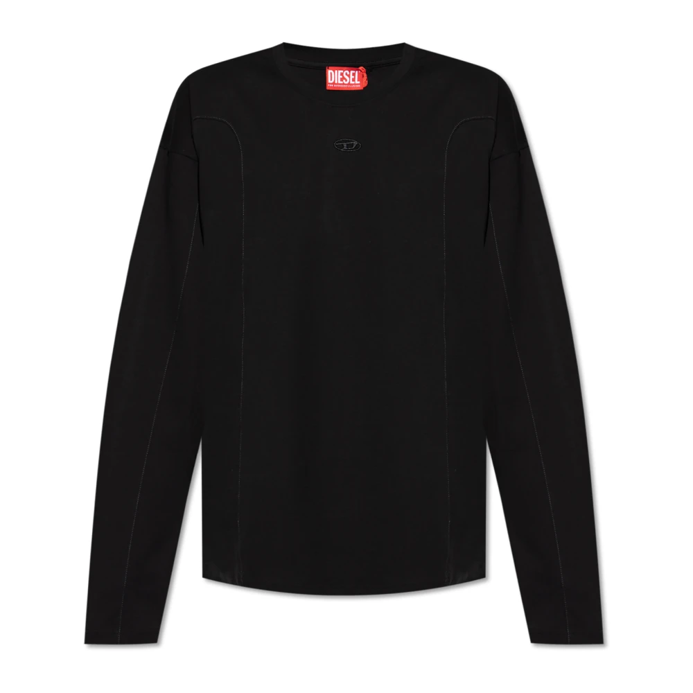 Diesel Mannelijk Zwart Tops Heren, Xs, Katoen, T-Shirt T-Boxt-Ls-Int Met Lange Mouwen