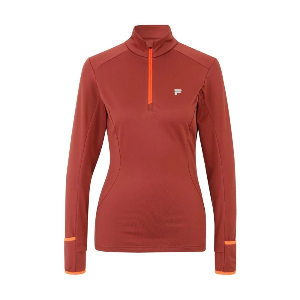 Fila Women's Red Polyester Sweatshirt With Ribbed Hem And Cuffs