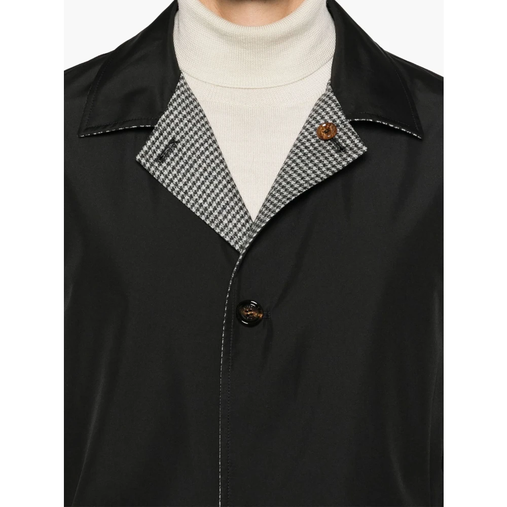 Kired Omkeerbare Pied-de-poule Wollen Jas Black Heren