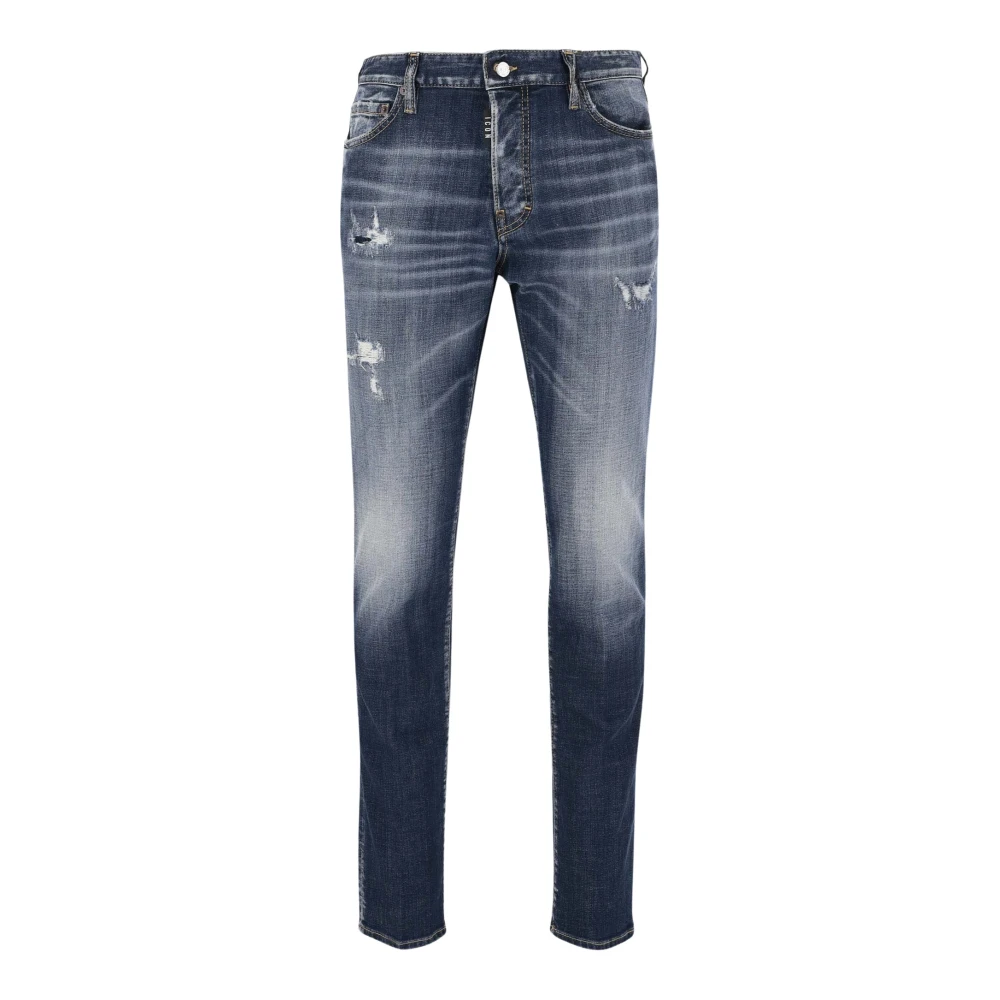 Dsquared2 Stretch katoenen regular-waisted jeans met logo Blue Heren