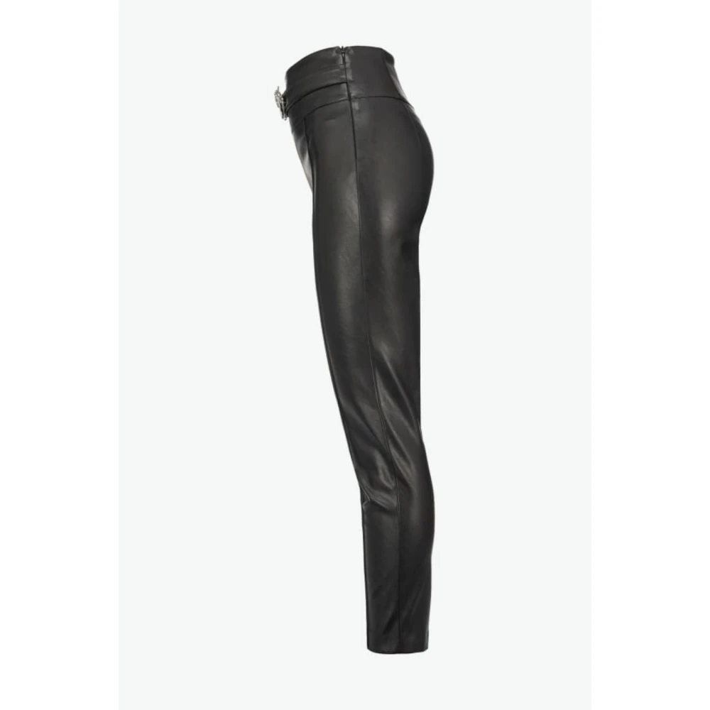 pinko Campus Broek van Imitatieleer Black Dames
