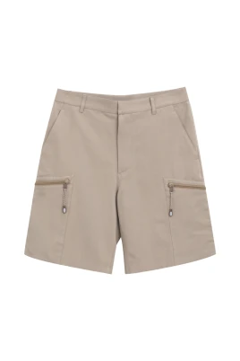Beige Cargo Shorts med dragkedjefickor
