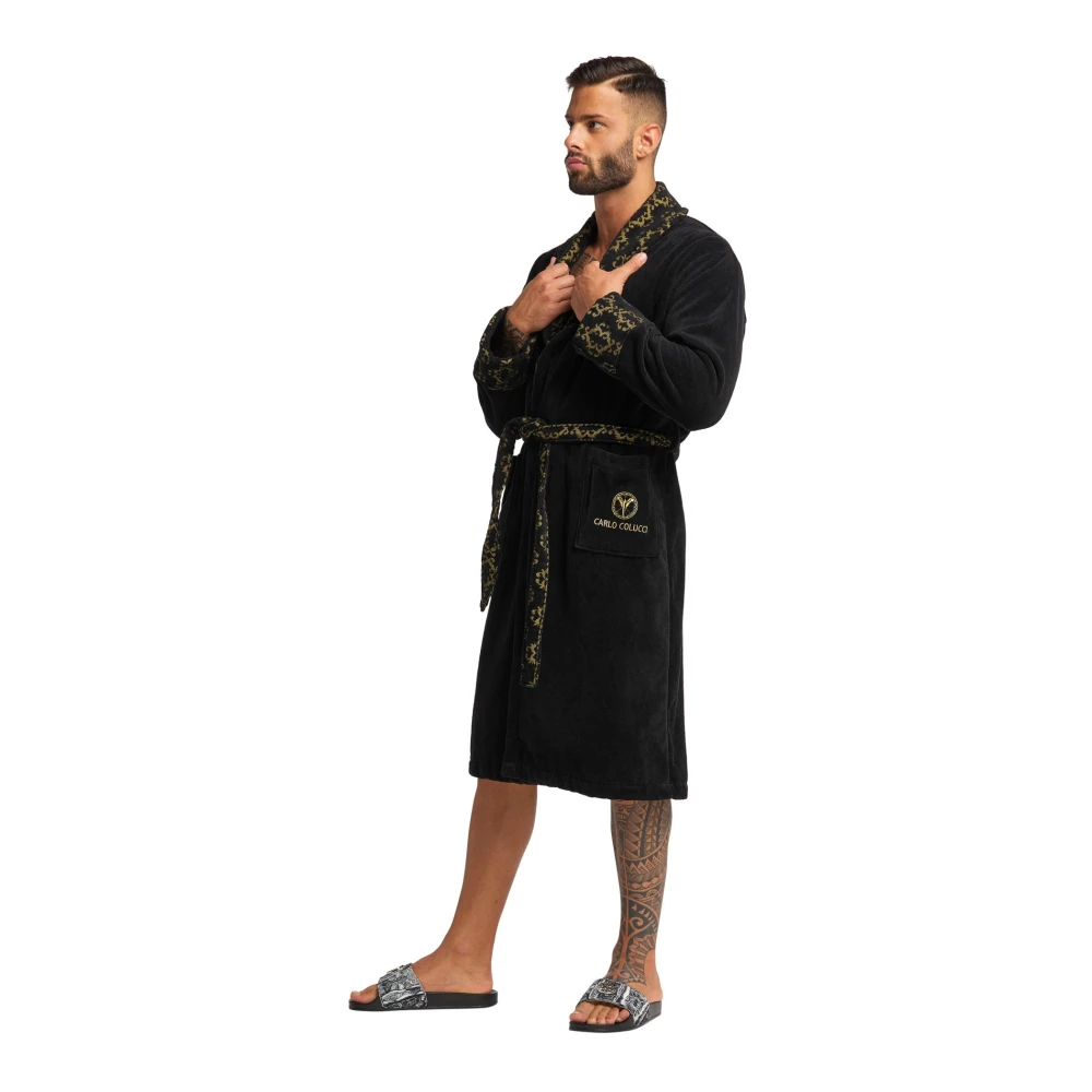 carlo colucci Gouden Velours Jacquard Badjas Black Heren