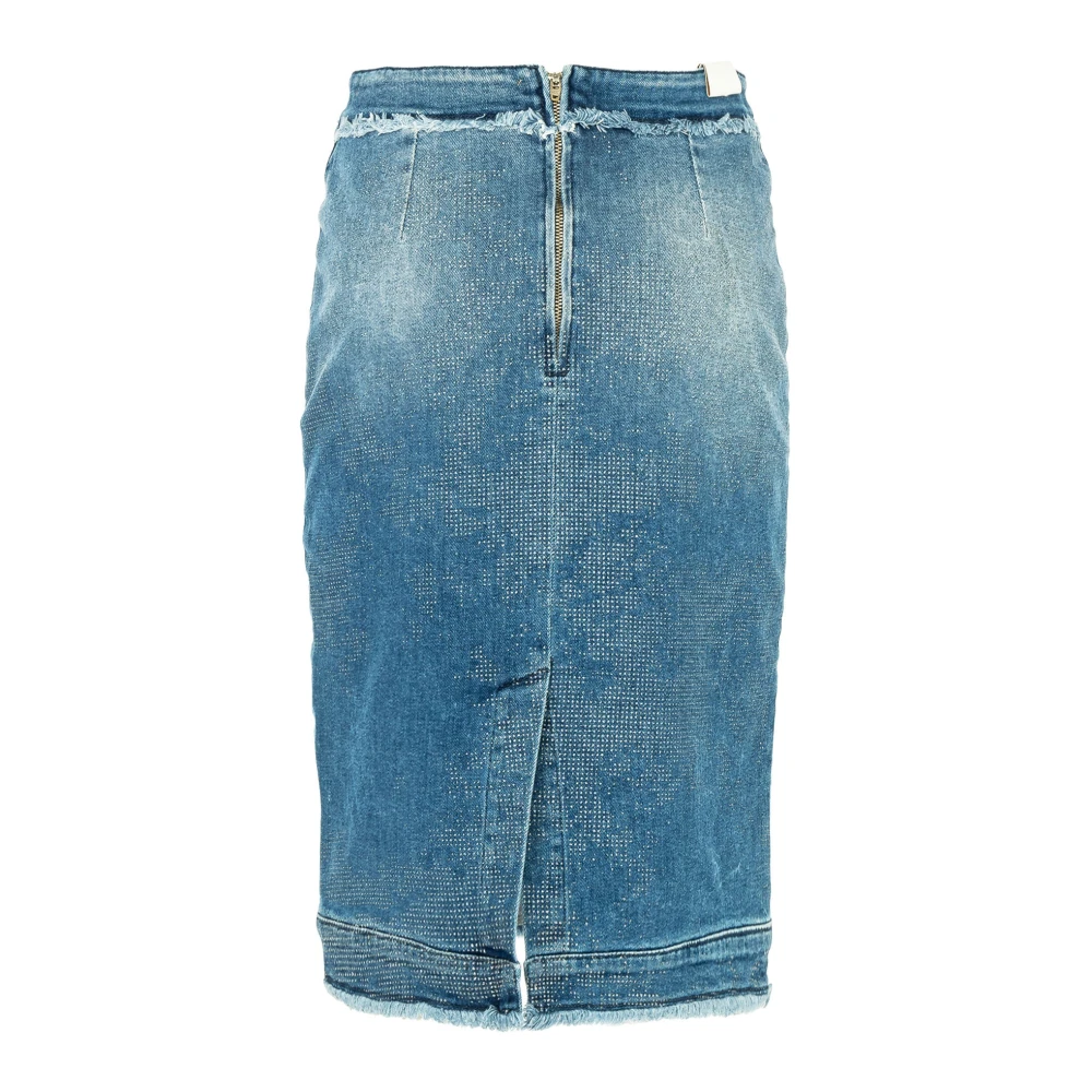 Manila Grace Jeansrok met Strass Blue Dames