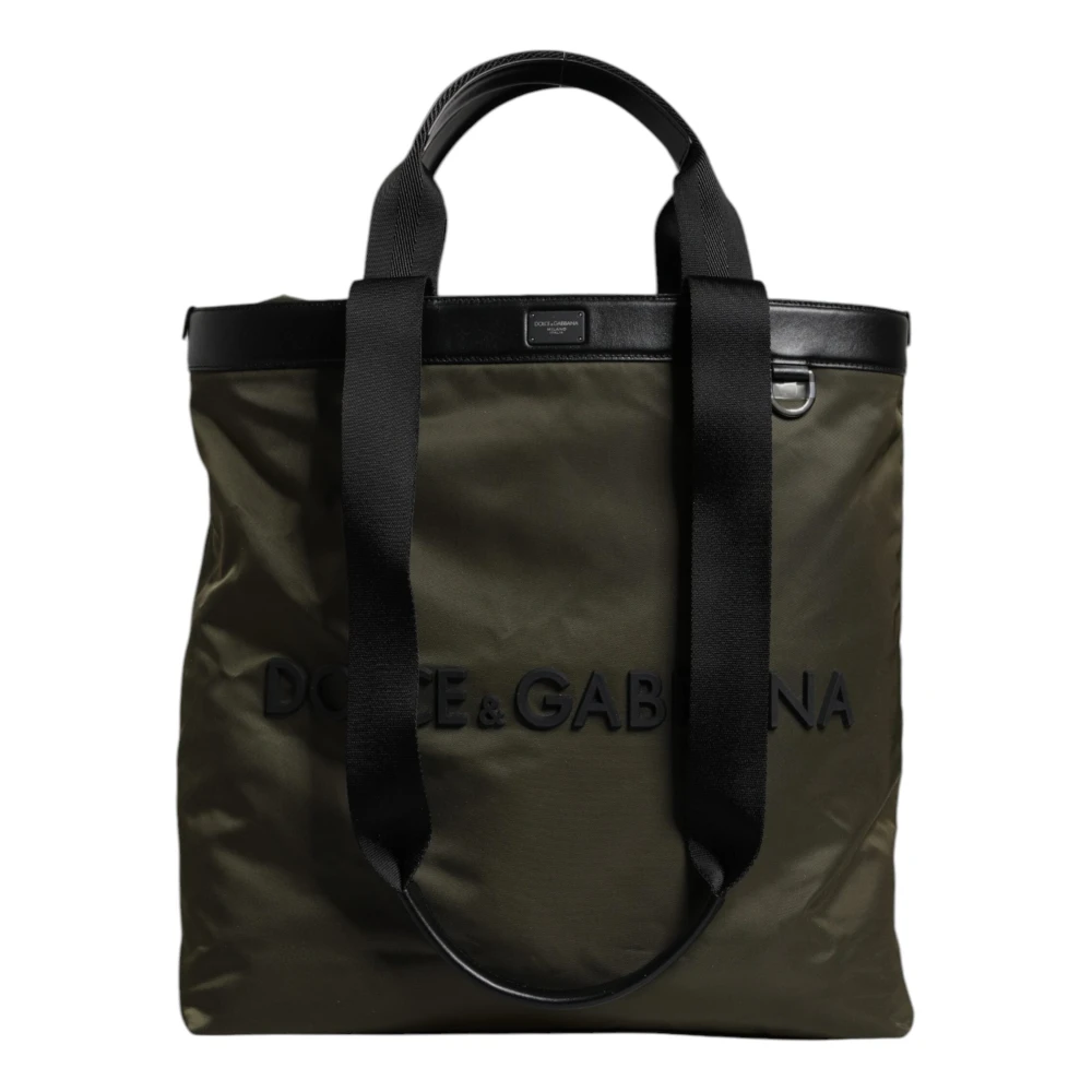 Dolce & Gabbana Men's Green Military Nylon Shoulder Strap Tote - Shopping Bags - One Size - Bags