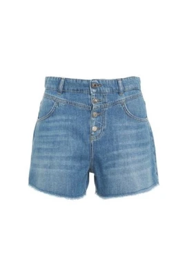 Distressed High Waist Denim Shorts
