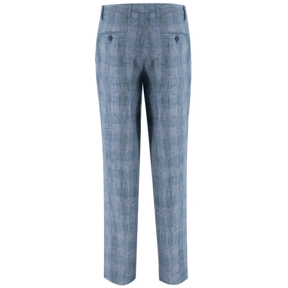 ETRO Linnenmix geruite straight-fit broek Blue Dames