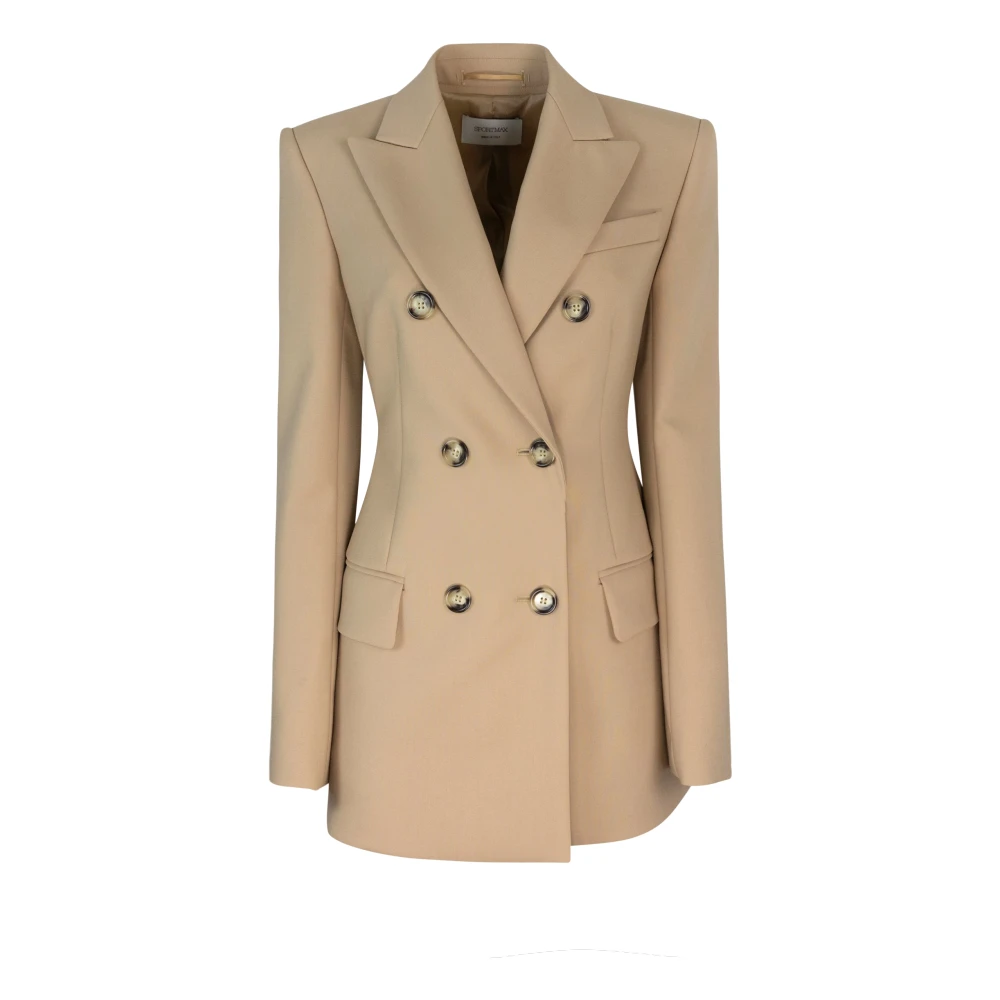 SPORTMAX Bruine Slim Fit Wollen Jas Brown Dames