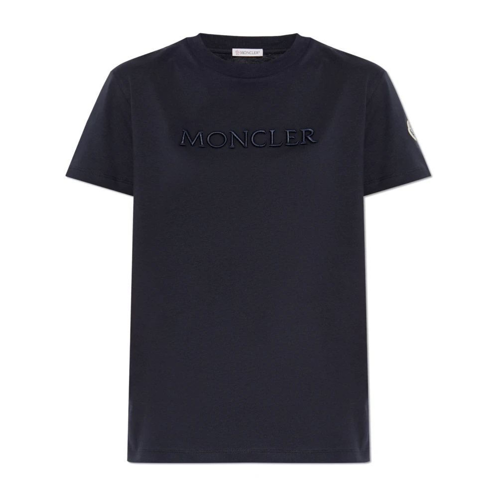 Moncler T-shirt met logo Blue Dames